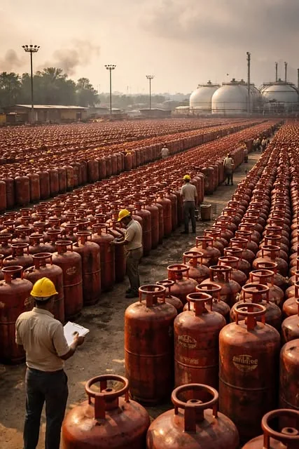 Large propane cylinder storage and distribution yard